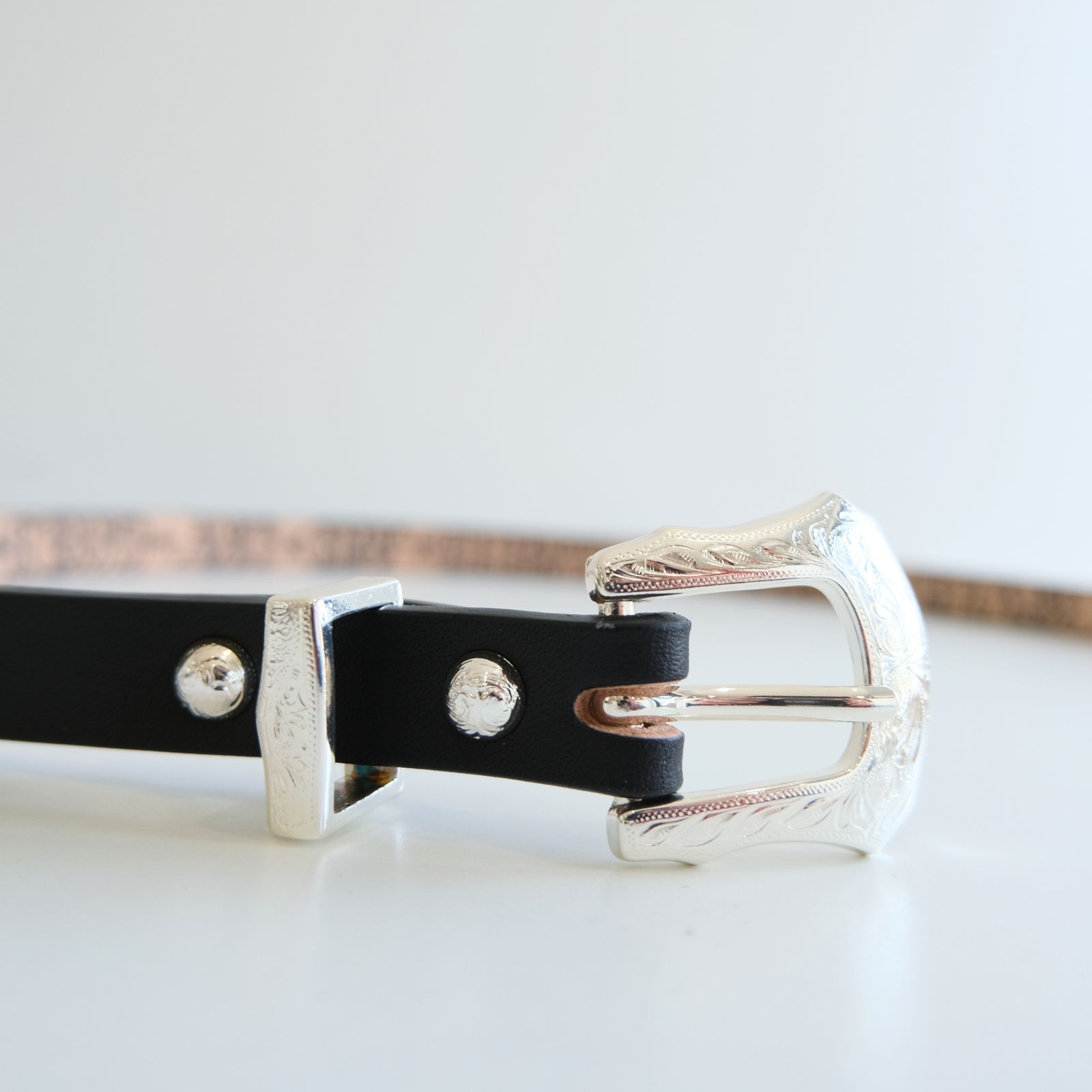 NARROW WESTERN BELT / ベルト / Rooster King & Co., / Black