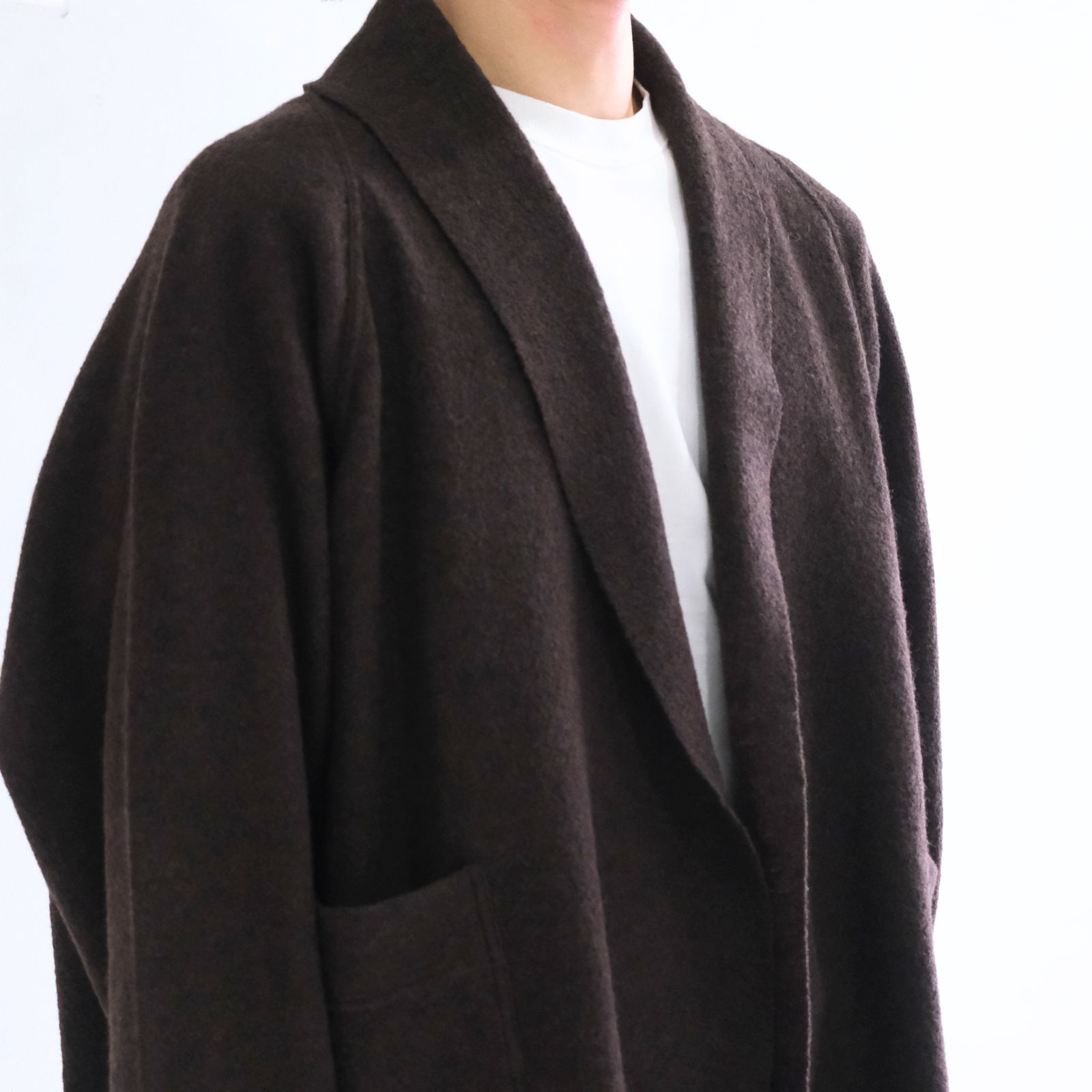 【残り1点】CARDIGAN JACKET  ‐Hard Twist Crepe Knit‐（Brown）