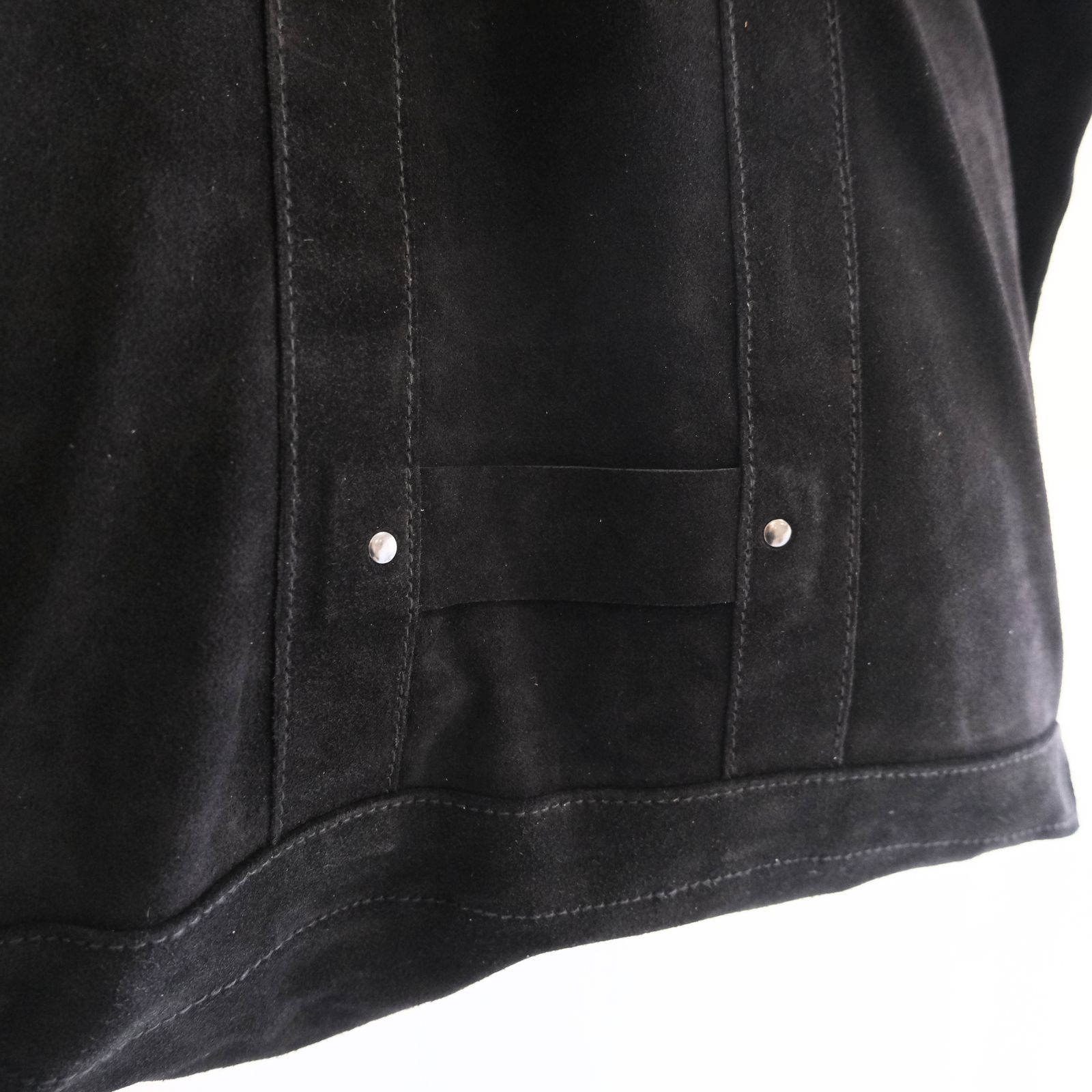 LEATHER TOTE BAG  - Cow split leather -（Black）