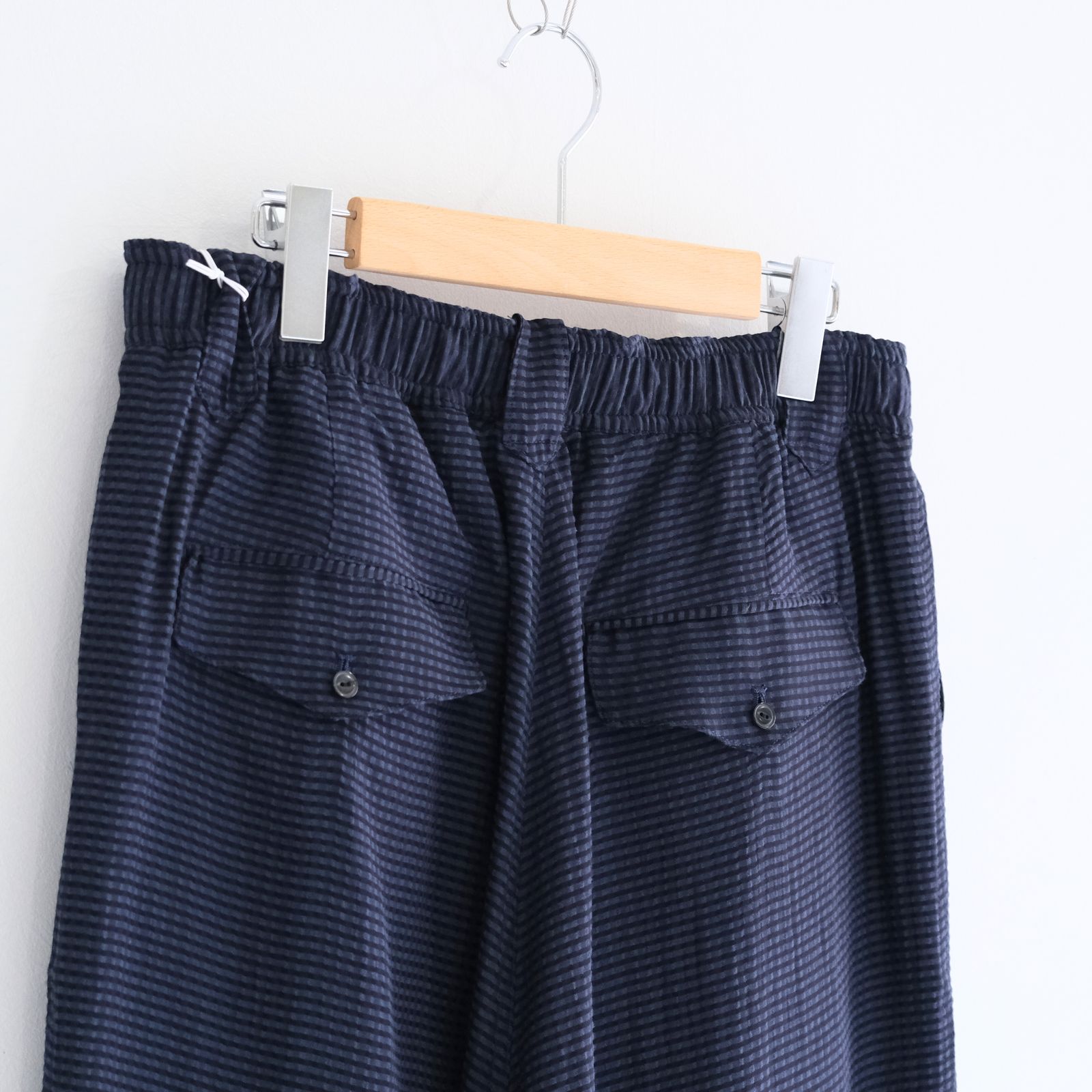 SHEER WESTERN EASY TROUSERS - Gingham check Indian fabric - / パンツ / NAVY