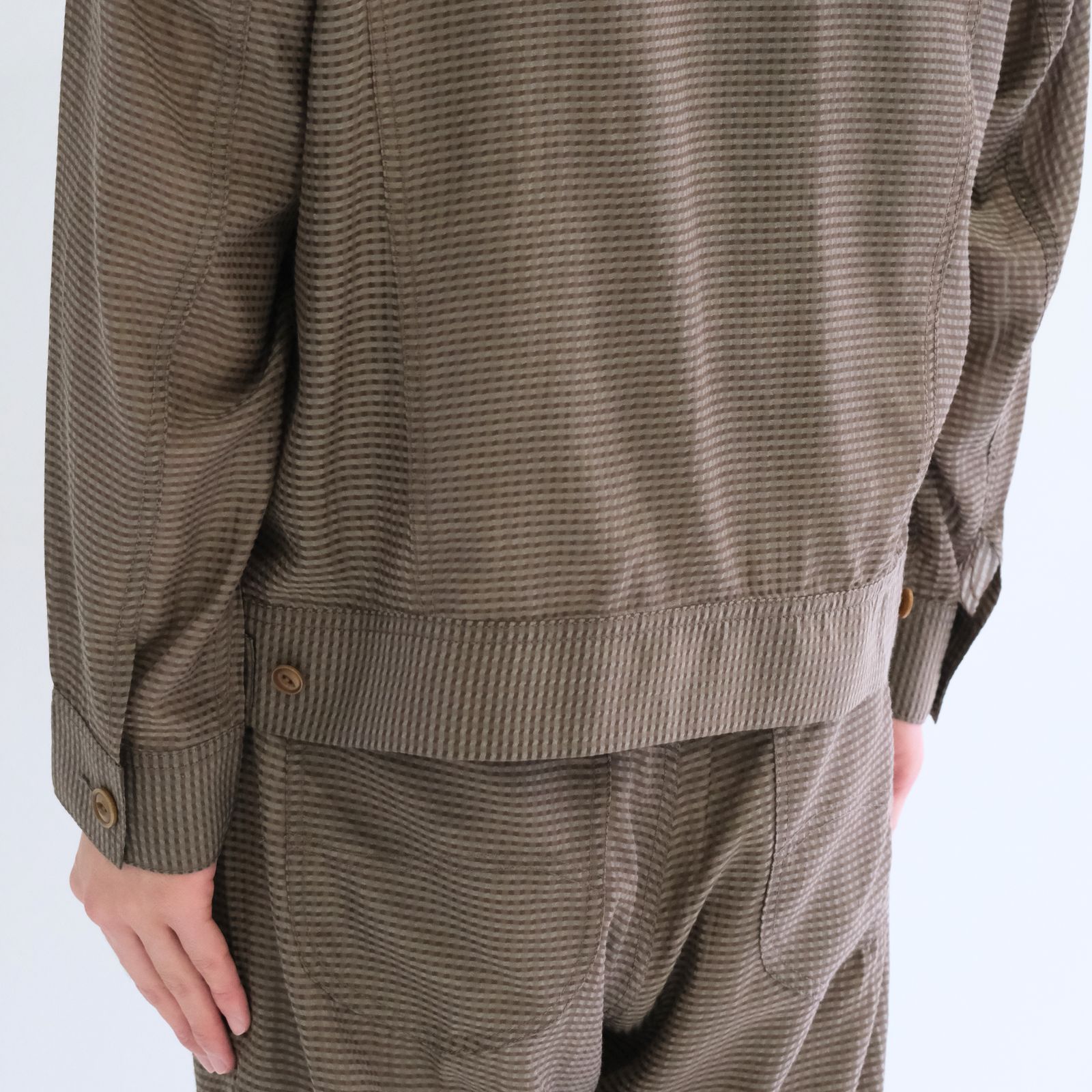 Lee / SEVEN BY SEVEN / SHEER COWBOY JACKET ‐Gingham Check Indian fabric‐ （Greige）