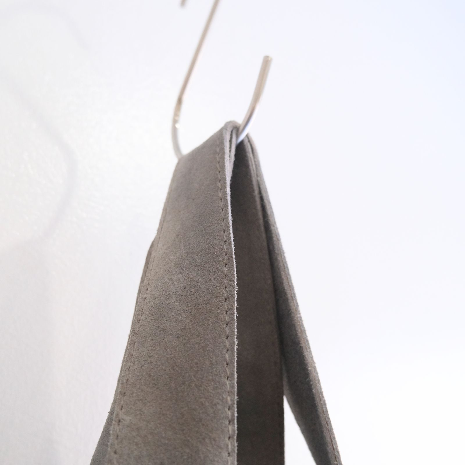 LEATHER TOTE BAG  - Cow split leather -（Gray）