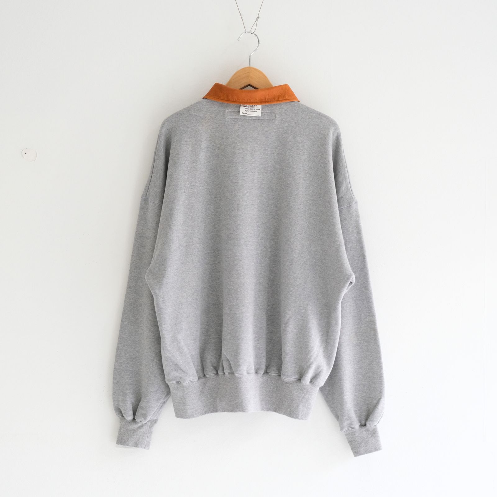 "BROTHERS" Leather × Original Supima Aging Cotton Sweat / ハーフジップ / スウェット / レザー / M.GRAY