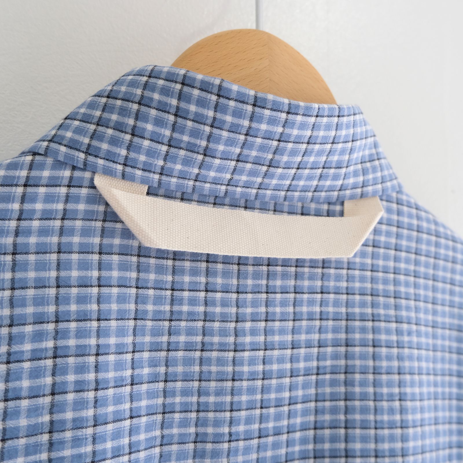 PREMIUM RONACHECK WRINKLE OVER SIZED SHIRTS / シャツ / LIGHT SKY BLUE