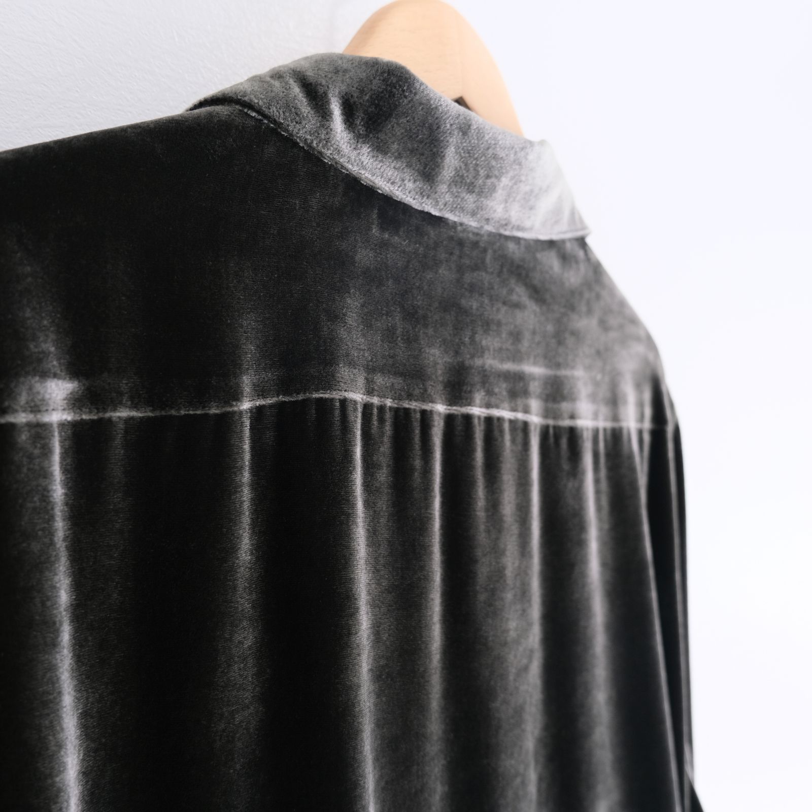 VELVET OPEN COLLAR SHIRTS ‐Silk Rayon‐ / シャツ / 開襟シャツ / シルク / レーヨン / ベルベット / Black