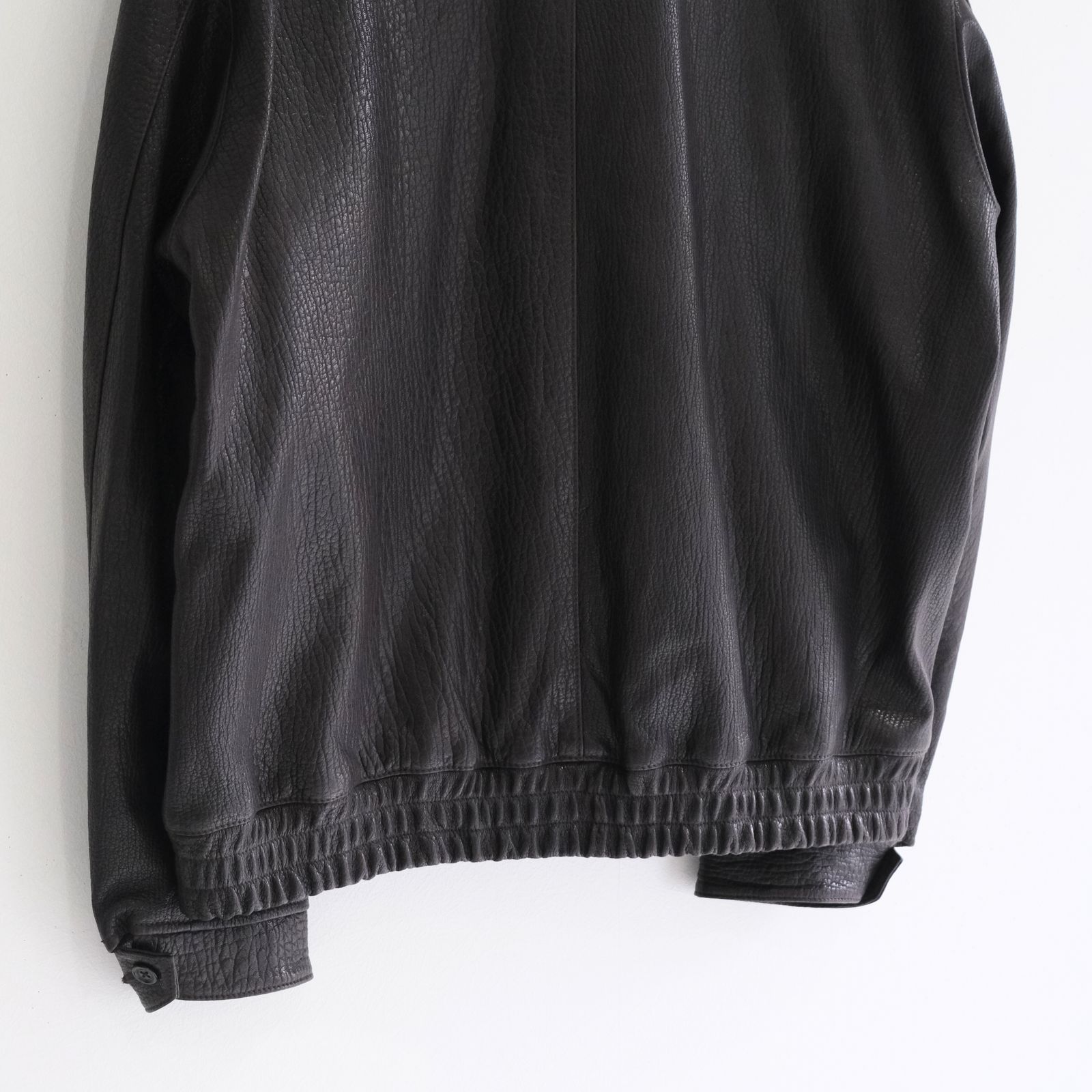LEATHER ZIP UP BLOUSON ‐Sheep Shrink leathe‐ / ジャケット / レザージャケット / Sheep leather / 羊革 / Black