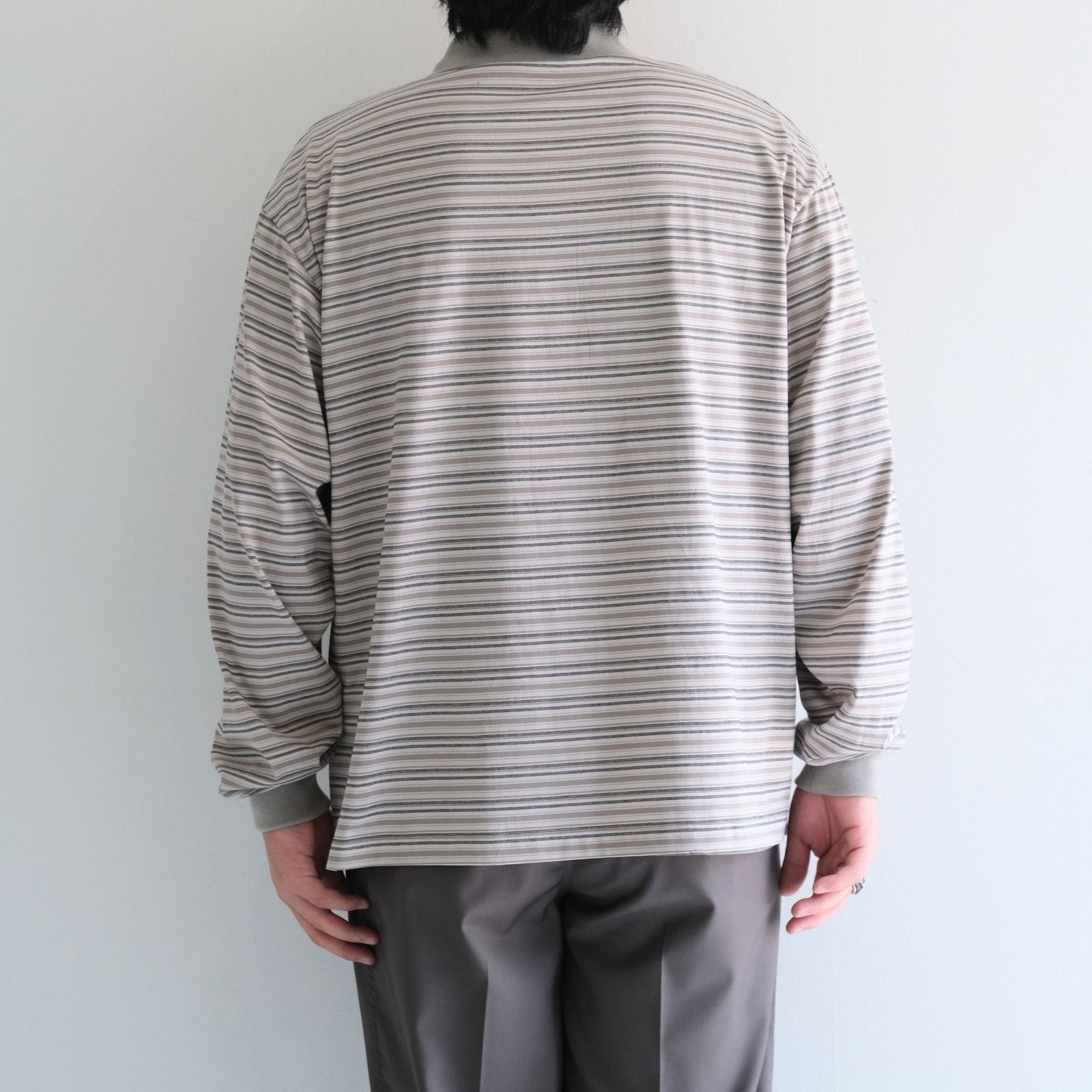 Brief Stripe Rugby TEE / ブリーフストライプラグビーTシャツ（LIGHT KHAKI）