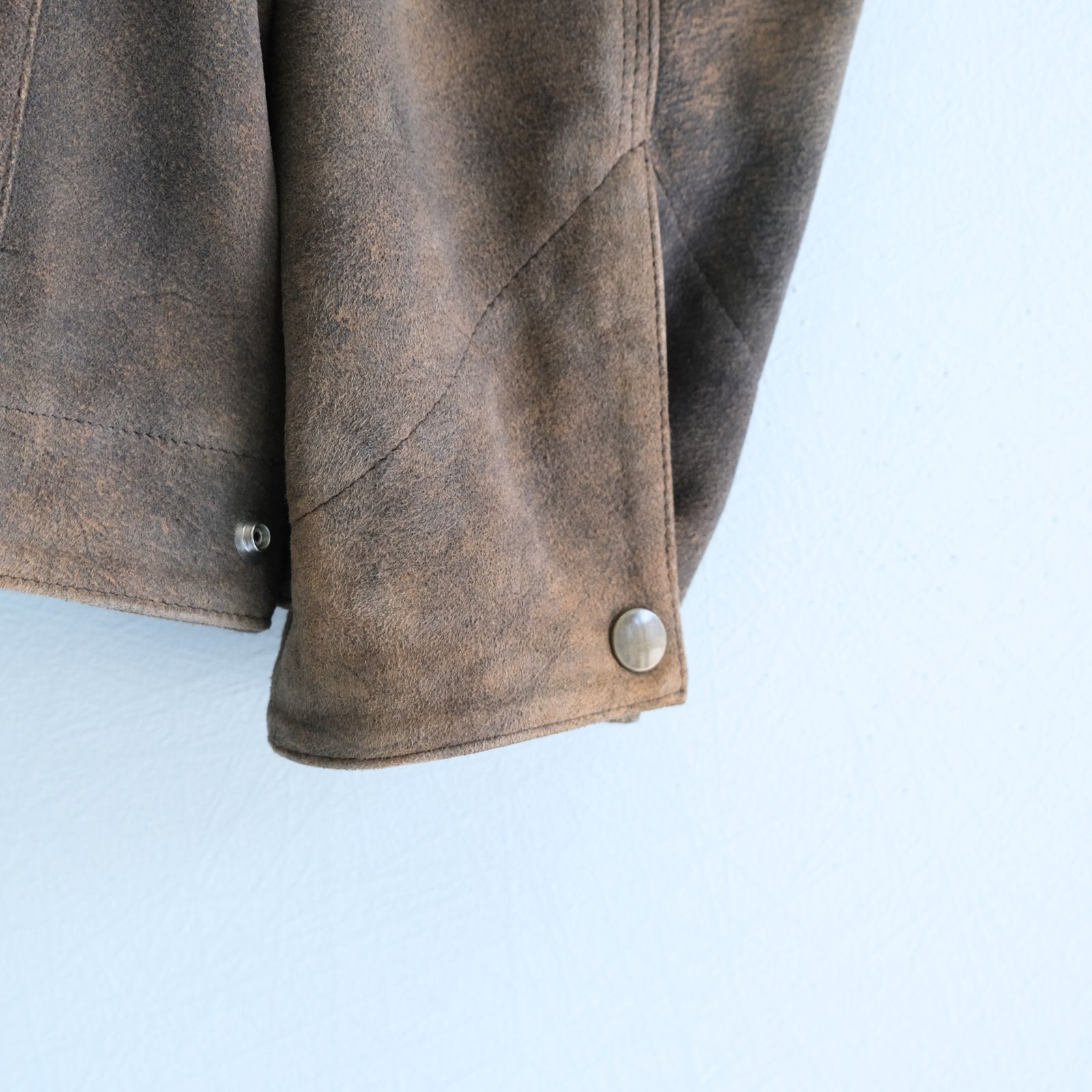 LEATHER DETROITJACKET ‐Goat suede Antique finish‐ / レザージャケット / ゴートレザー / アンティーク加工 / Beige
