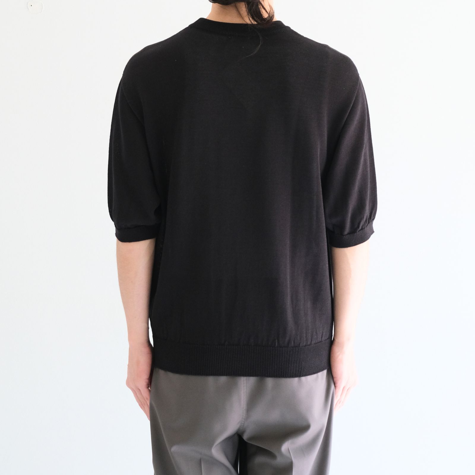 Blanc YM - Wide knit T-Shirt / ワイド ニット Tシャツ（Black） | iko
