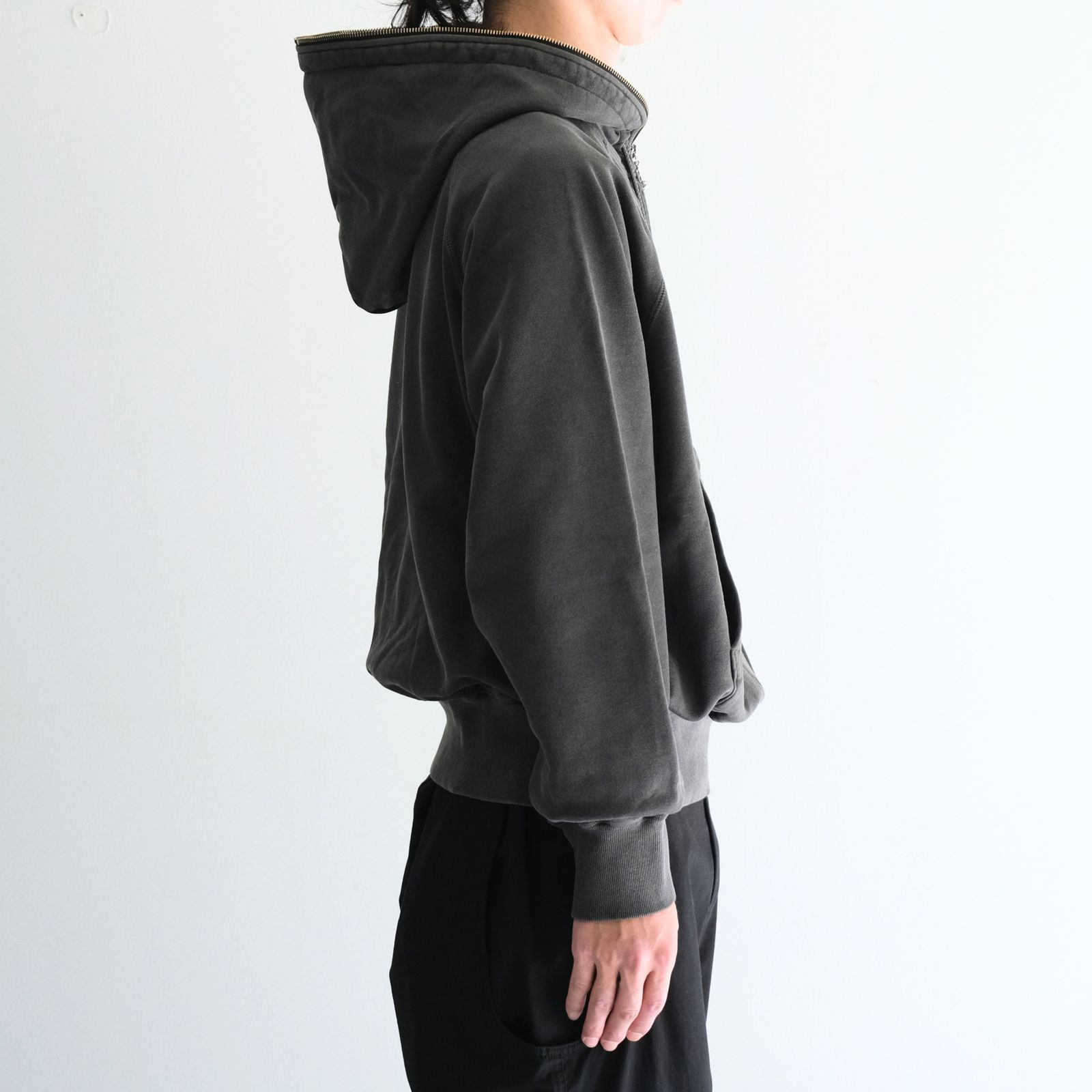 Processed Half-Zip Sweat Hoodie（Gray）