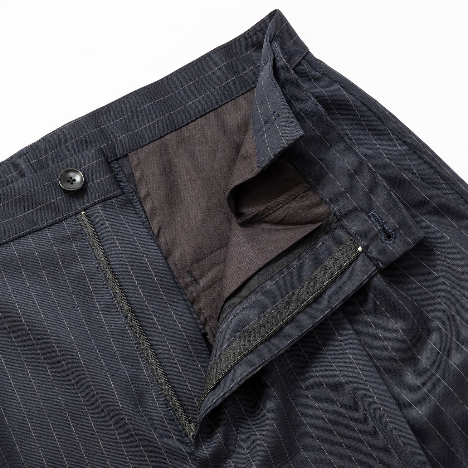 【入荷時期：2026年7月頃】Merino Wool High-waist Slacks / メリノウール ハイウエスト スラックス（NAVY STRIPE）