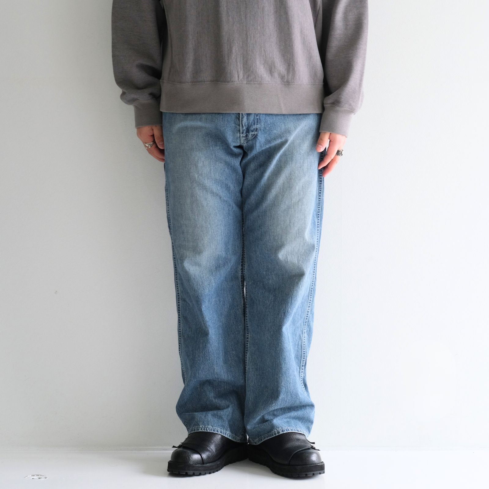 VINTAGE FADED LIGHT DENIM PAINTER PANTS / ヴィンテージフェードライトデニムペインターパンツ（FADED BLUE）