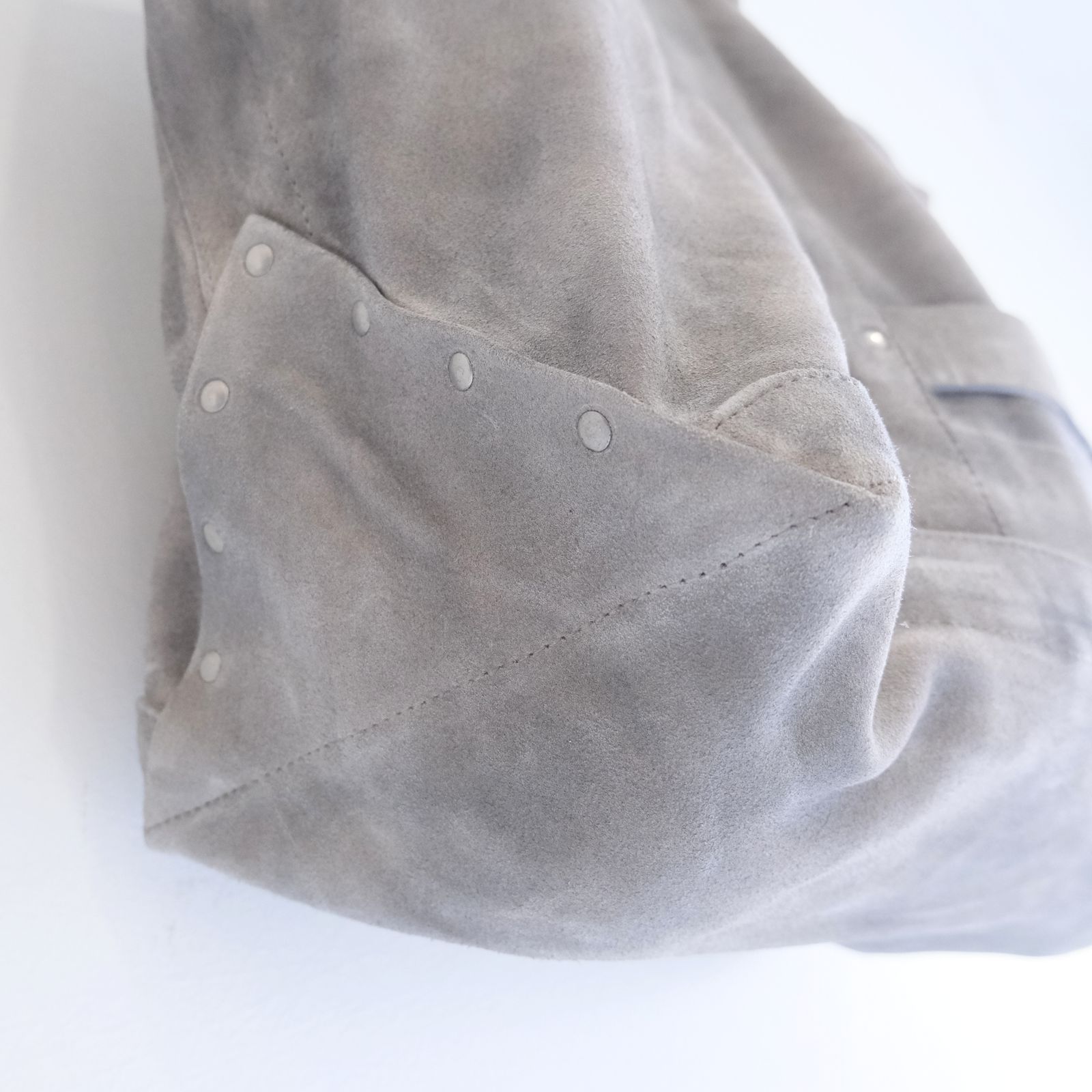 LEATHER TOTE BAG  - Cow split leather -（Gray）