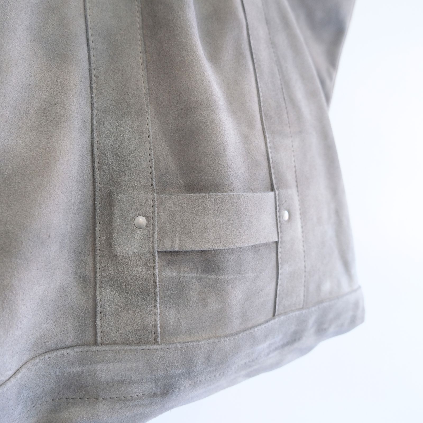LEATHER TOTE BAG  - Cow split leather -（Gray）