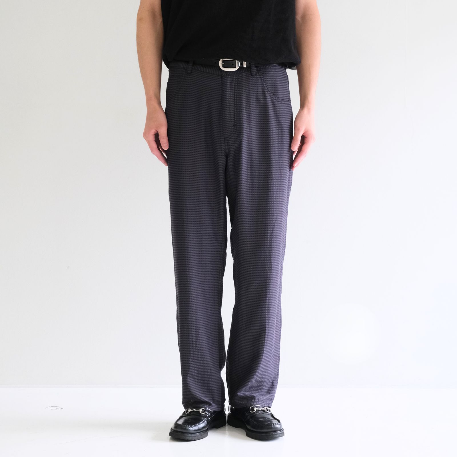 Lee / SEVEN BY SEVEN  / SHEER COWBOY PANT ‐Gingham Check Indian fabric‐ （Navy）
