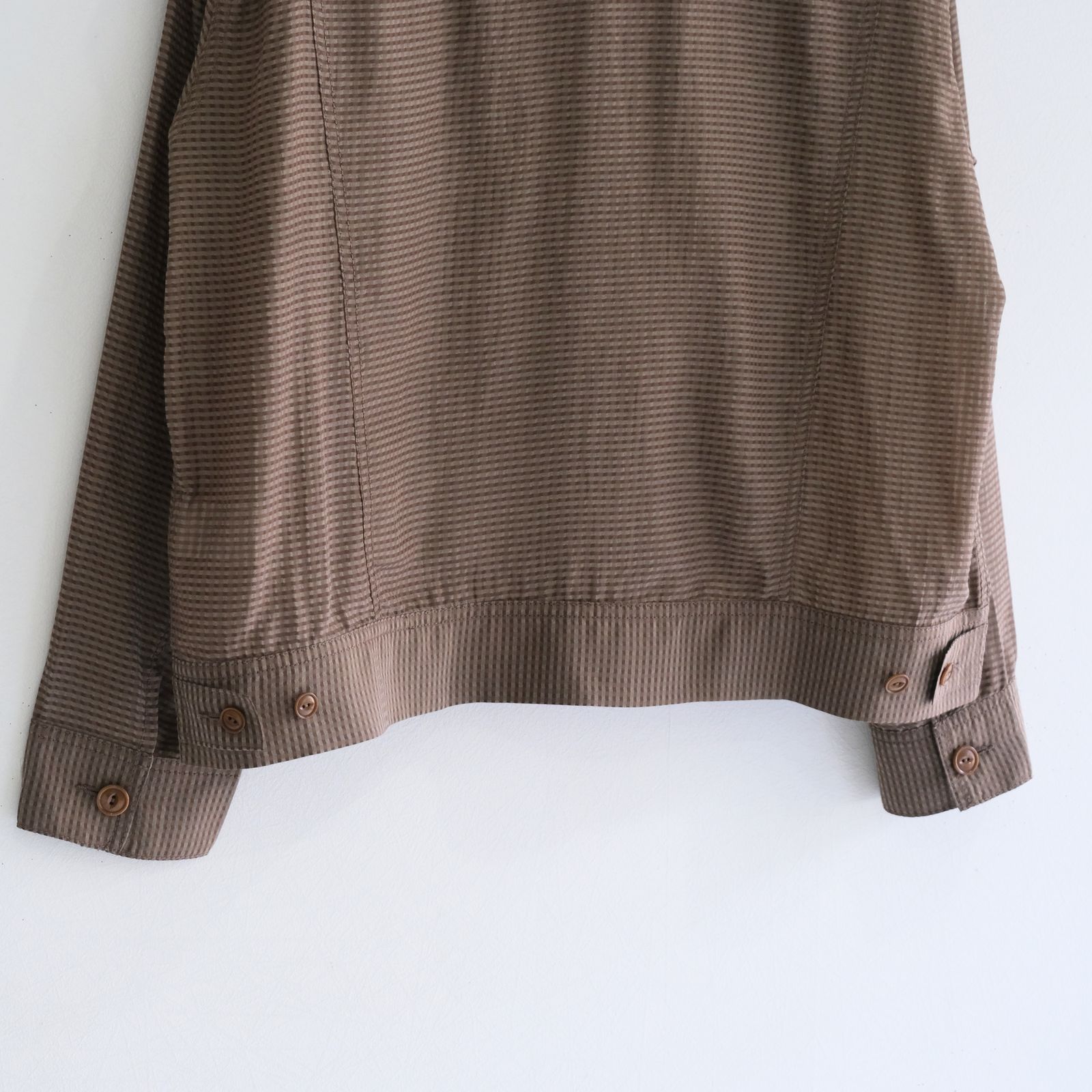 Lee / SEVEN BY SEVEN / SHEER COWBOY JACKET ‐Gingham Check Indian fabric‐ （Greige）