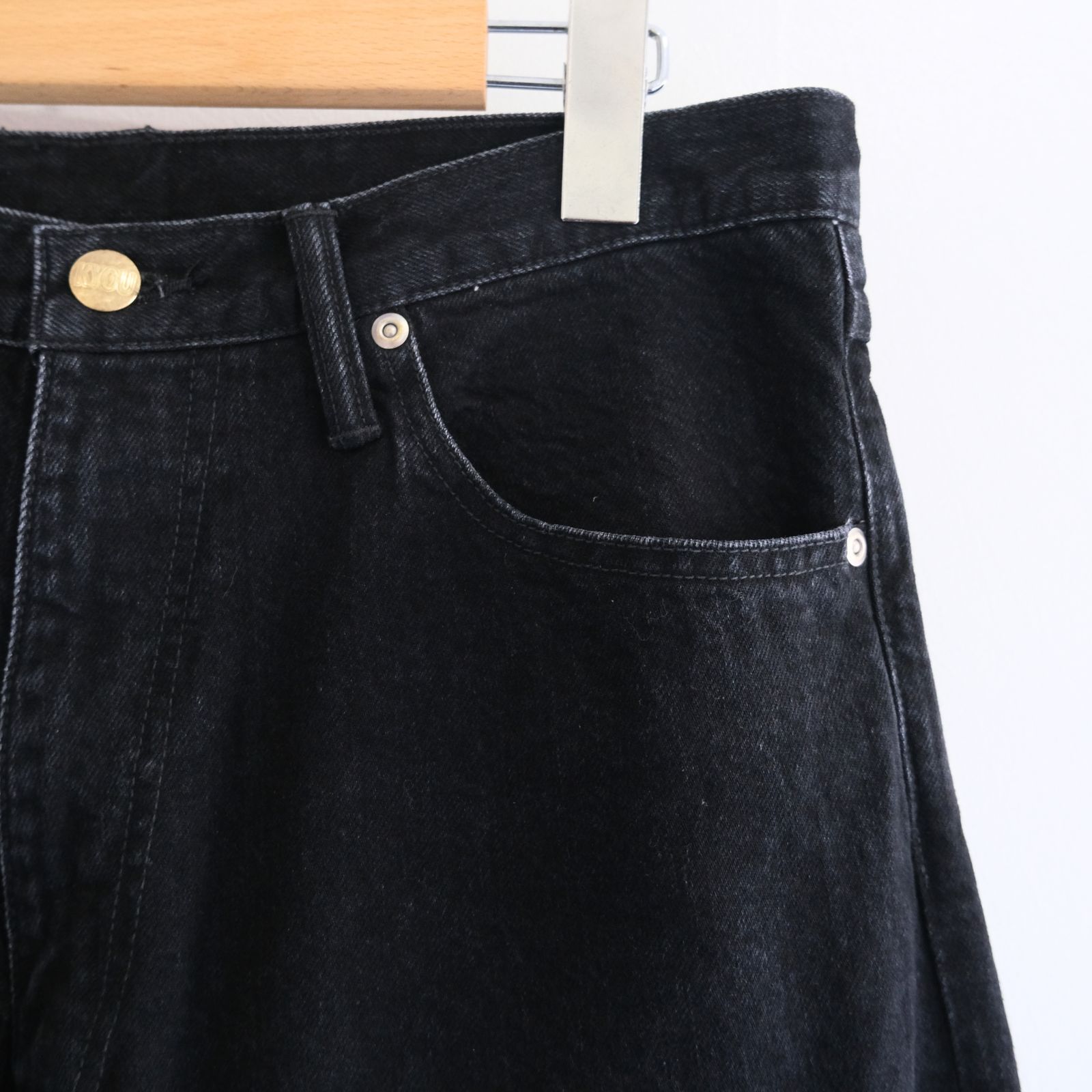"JUDE II" LEATHER New Standard Straight by 12oz Denim（BLACK）