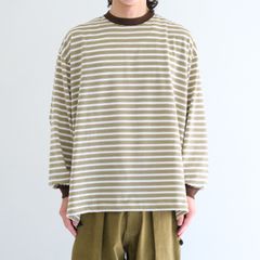 Balloon Border Long-sleeve T-Shirt（BROWN x GREEN）