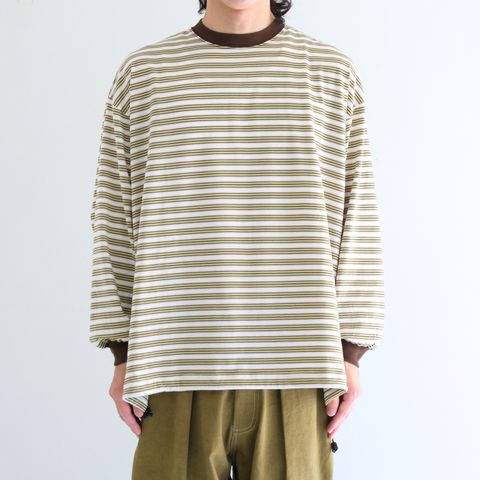 Balloon Border Long-sleeve T-Shirt（BROWN x GREEN）