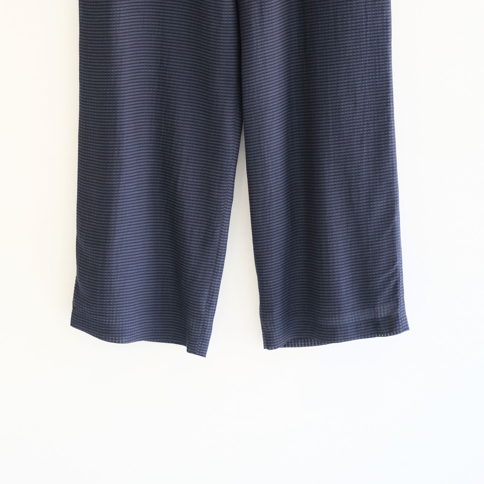 SHEER WESTERN EASY TROUSERS - Gingham check Indian fabric - / パンツ / NAVY