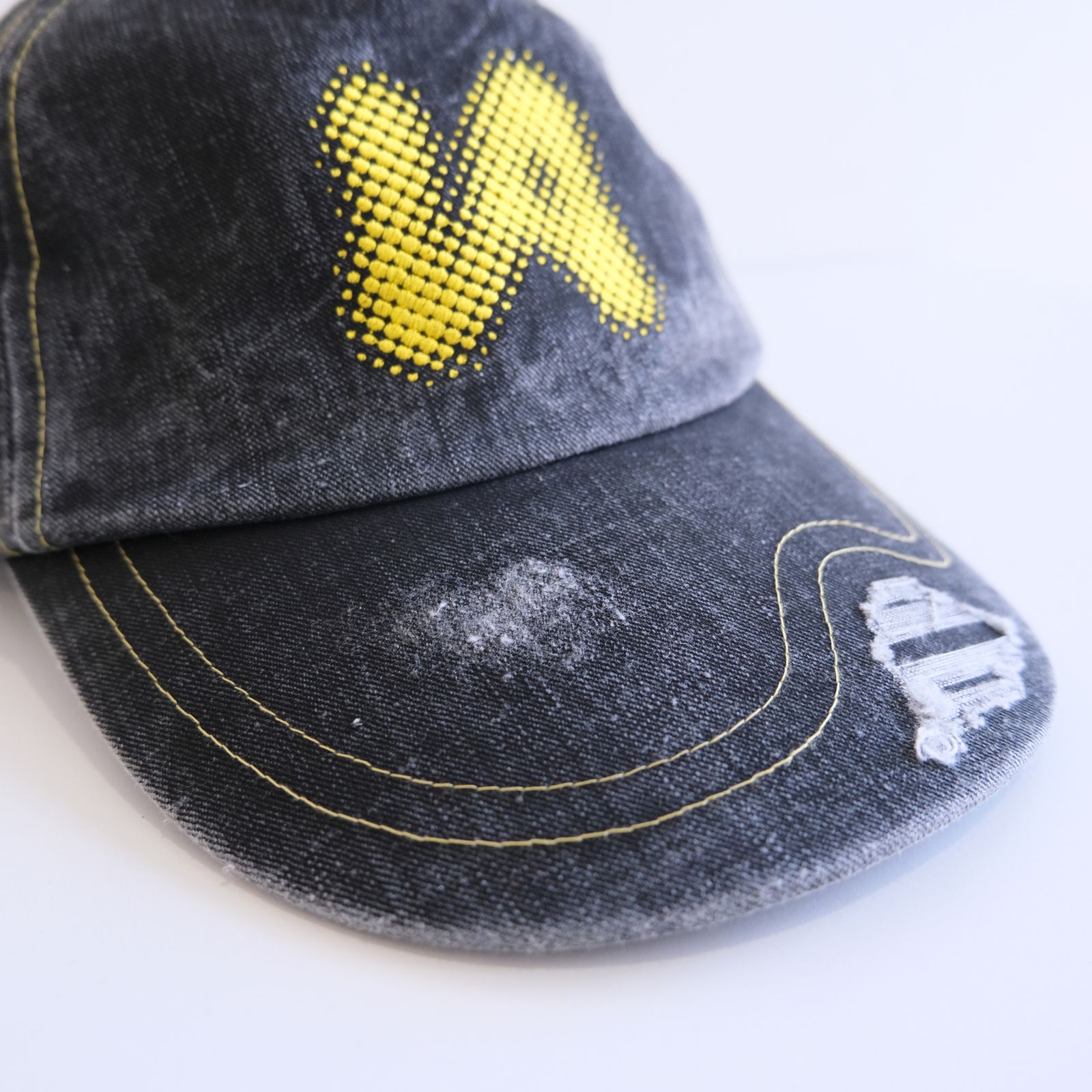Logo Cap / デニム / キャップ / ダメージ加工 / Black