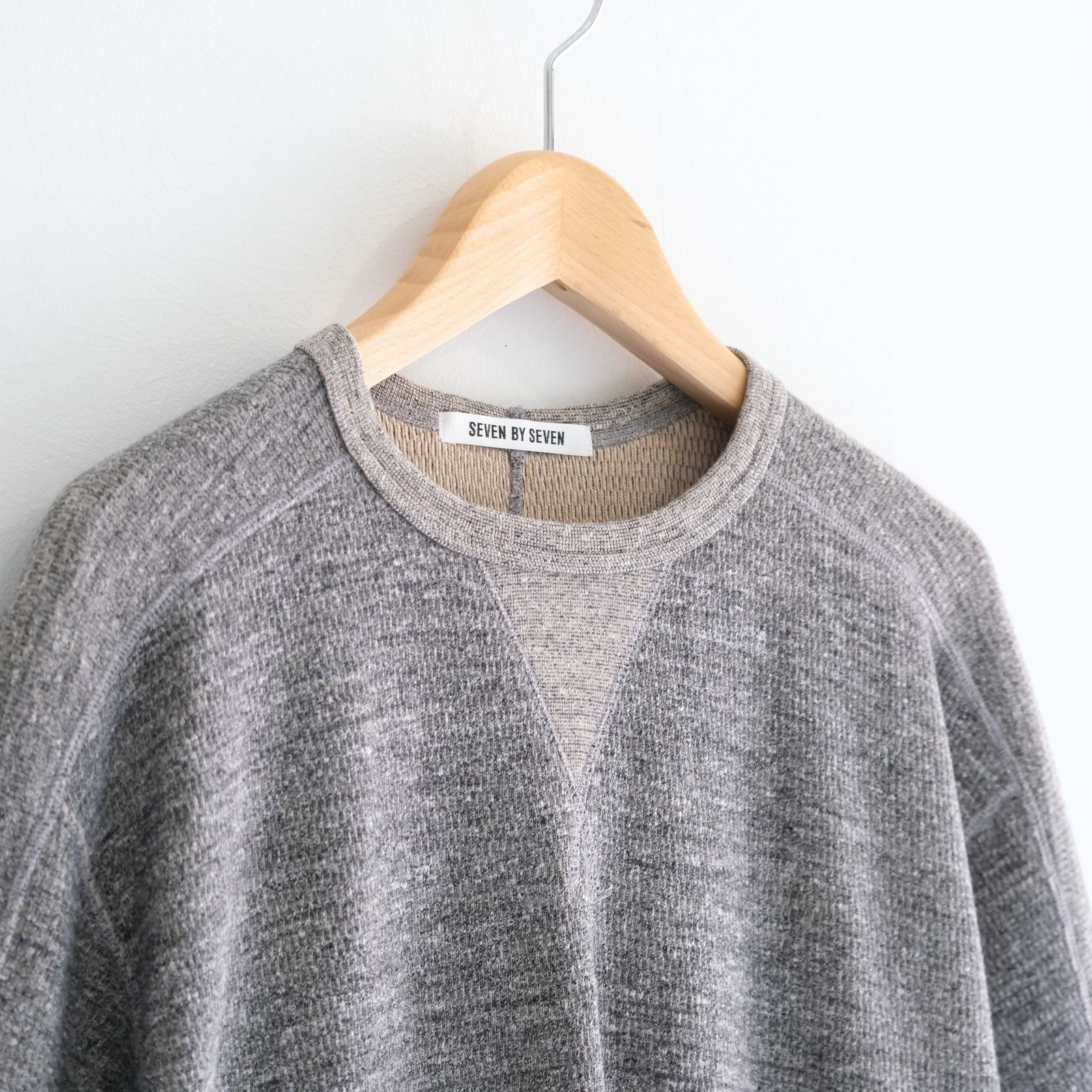 ORGANIC COTTON THERMAL TEE - Mixed ”UNSTAINED” yarn - /  Tシャツ / GRAY