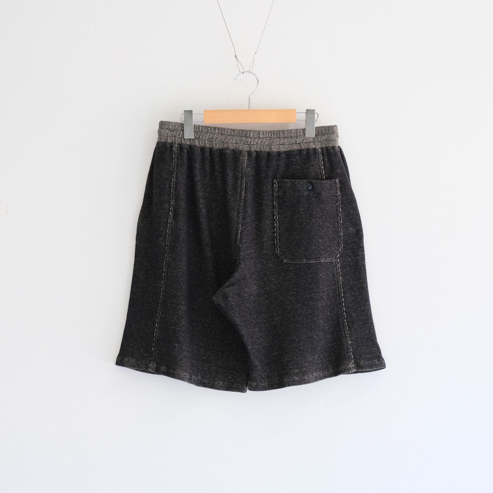 THERMAL SHORT PANTS - Mixed “UNSTAINED” yarn - / ショーツ / パンツ / BLACK