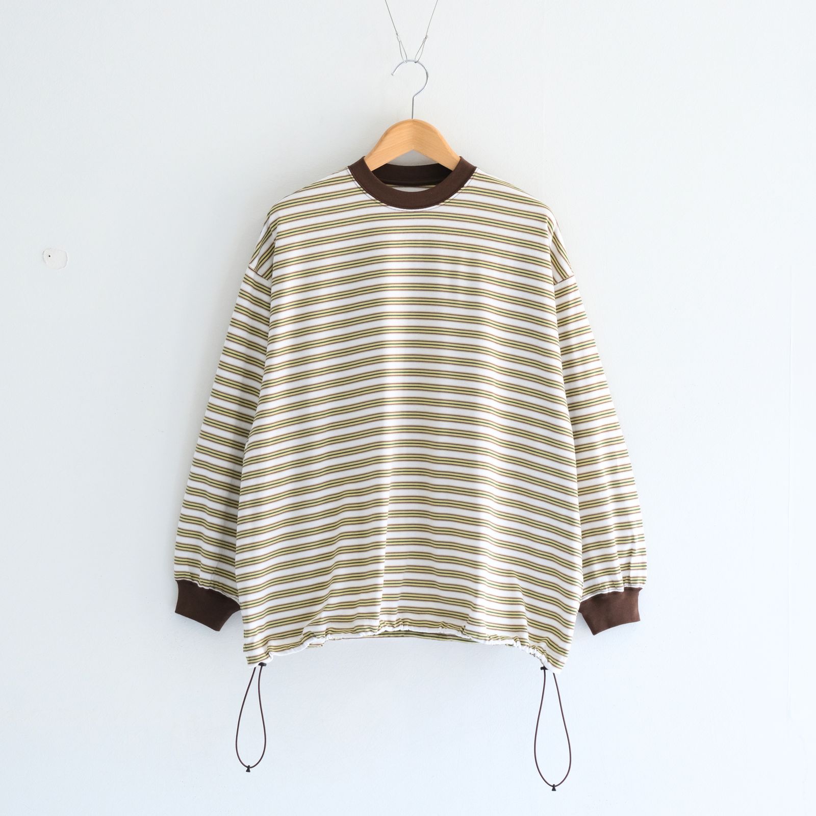 【販売開始 : 7/18 (土) 00:00~】Balloon Border Long-sleeve T-Shirt（BROWN x GREEN）