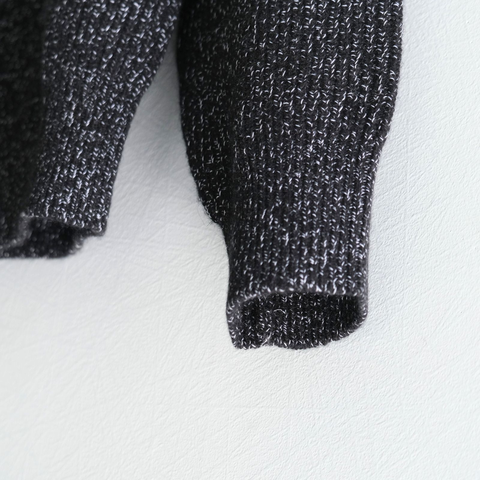 W/C MEALANGE RIB DRIVERS KNIT / ニット/ ドライバーズニット / メリノウール / BLACK