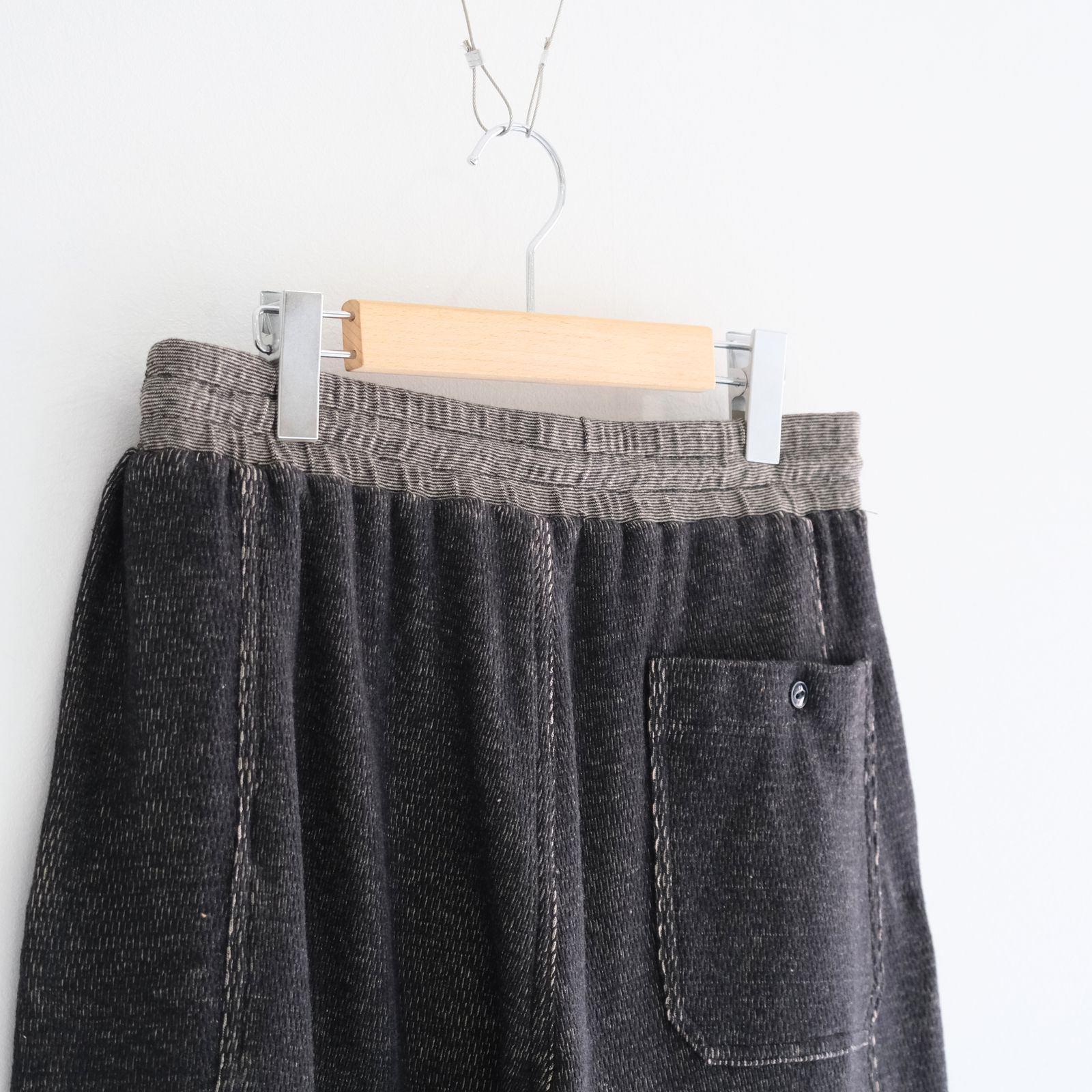 THERMAL SHORT PANTS - Mixed “UNSTAINED” yarn - / ショーツ / パンツ / BLACK