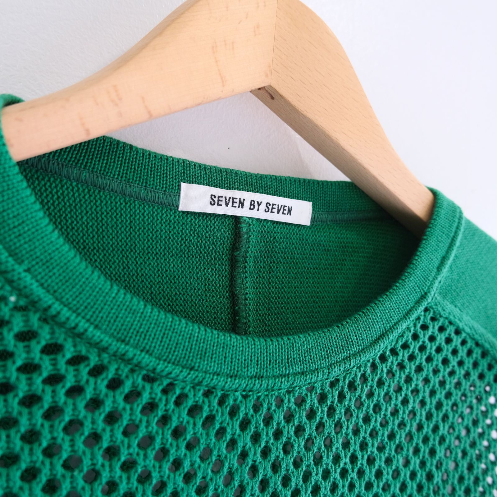 PRINTED FOOTBALL KNIT TEE - Mesh crochet - / フットボール / ニット / ロンT / ロングスリーブTシャツ / Green
