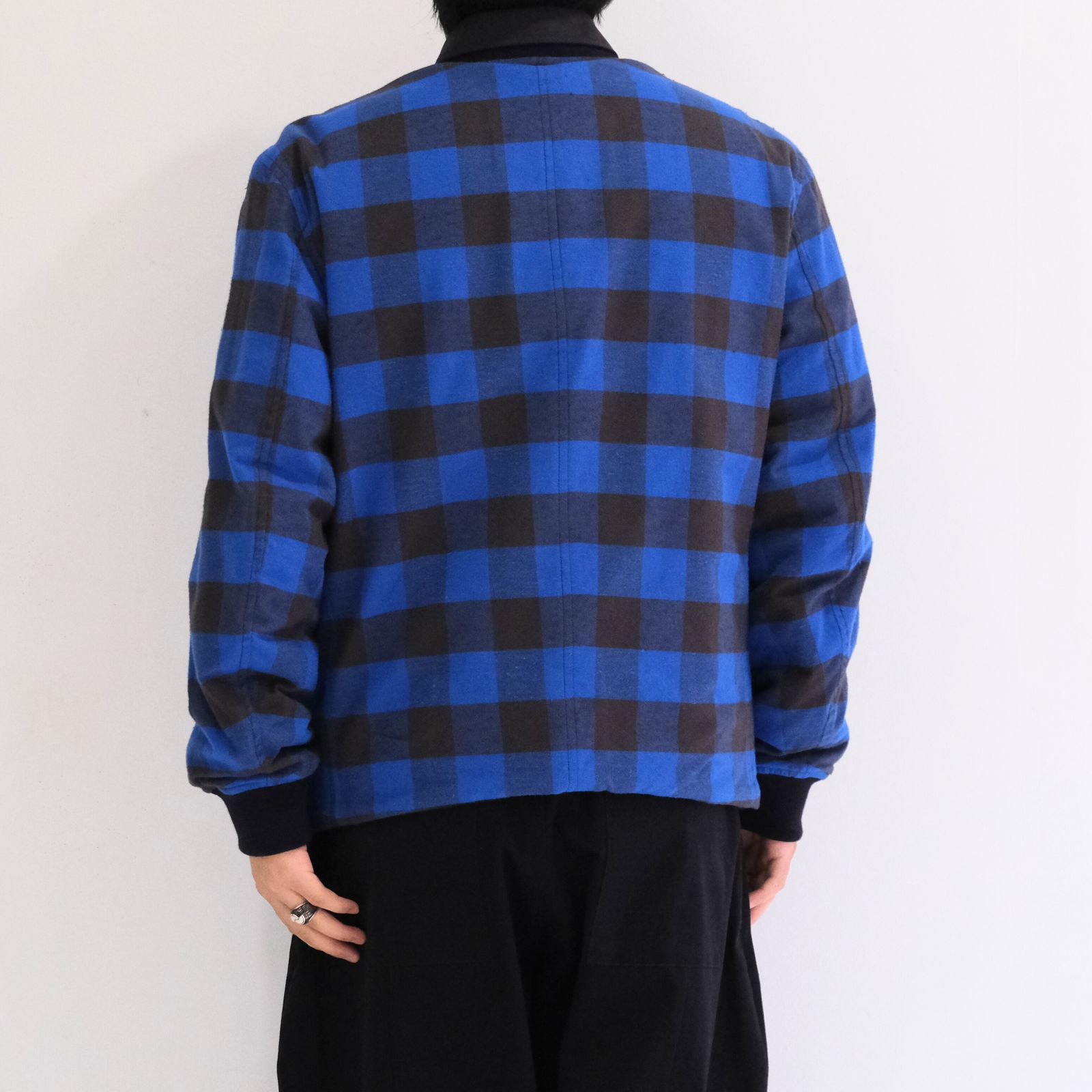 REVERSIBLE BLOUSON ‐Wool /Cotton slub Buffalo check‐ / ジャケット / ブルゾン / リバーシブル / プリマロフト / Navy・Blue