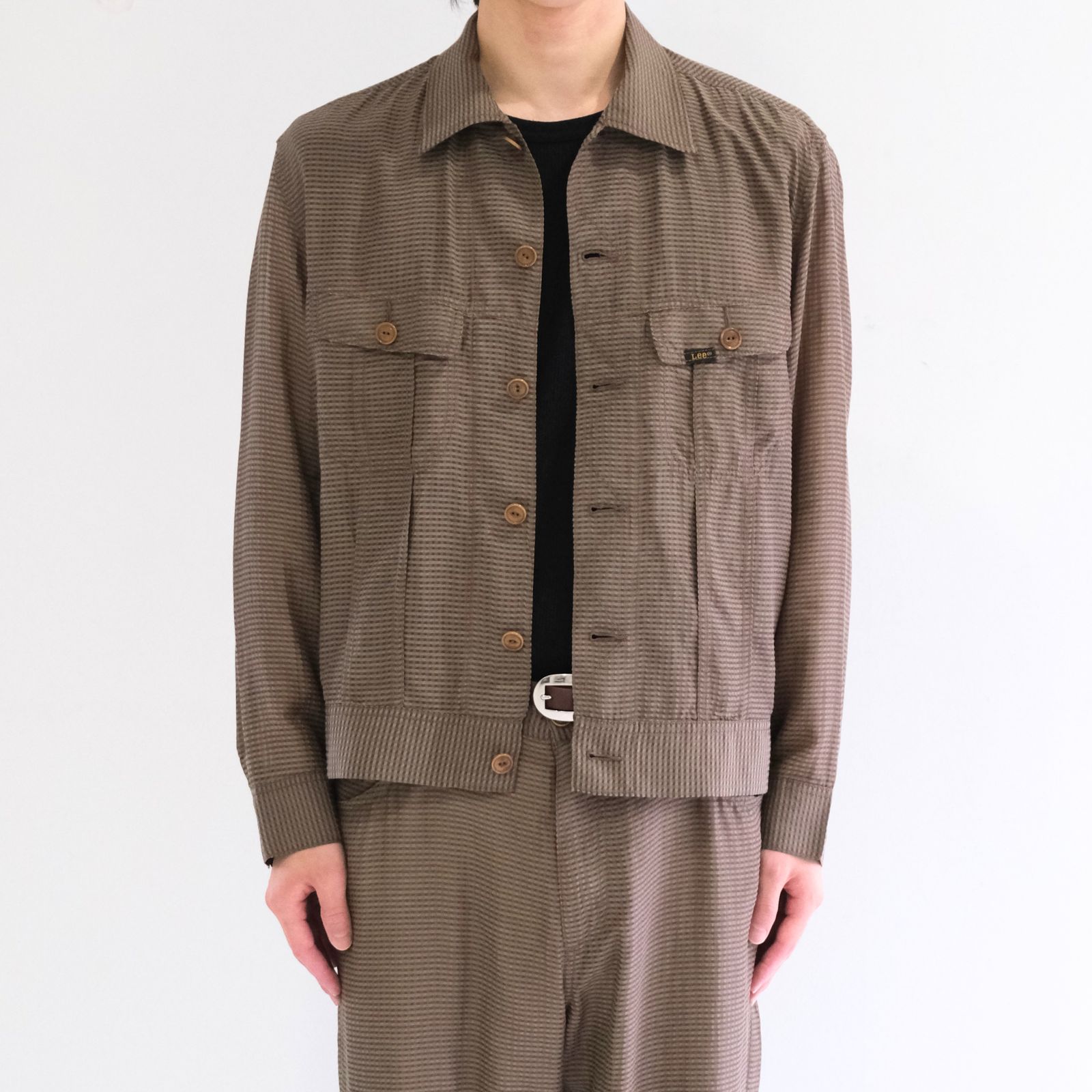 Lee / SEVEN BY SEVEN / SHEER COWBOY JACKET ‐Gingham Check Indian fabric‐ （Greige）