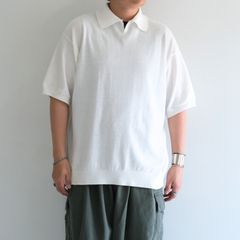 Knitted Polo Shirt /  ニット ポロ シャツ（WHITE）