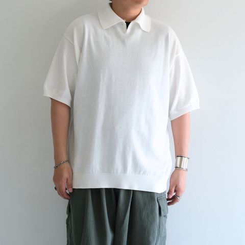Knitted Polo Shirt /  ニット ポロ シャツ（WHITE）
