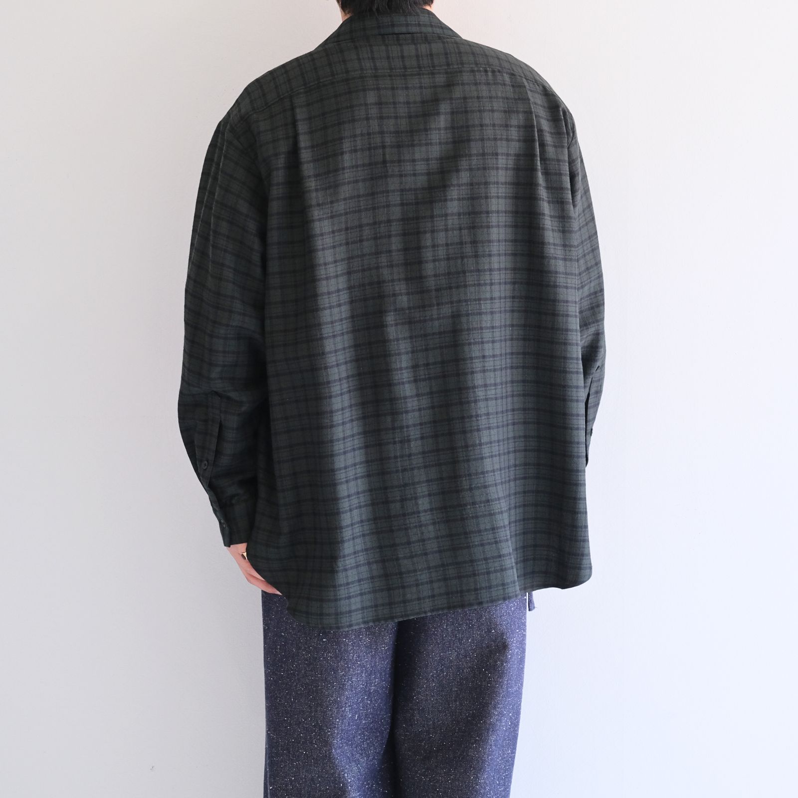 Silk Plaid Skipper Shirts / スキッパー / シャツ / シルク / GREEN