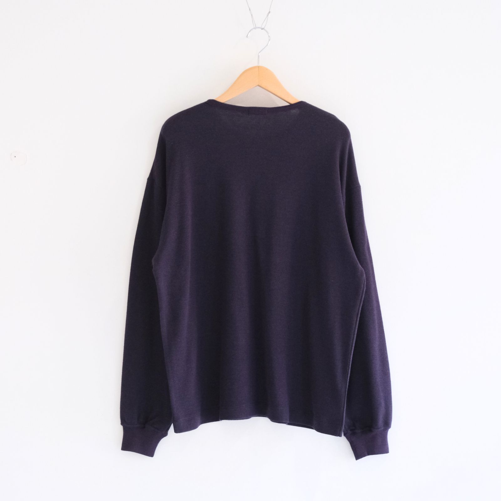 W/C HONEYCOMB HENLEY-NECK TOP（DARK PURPLE）