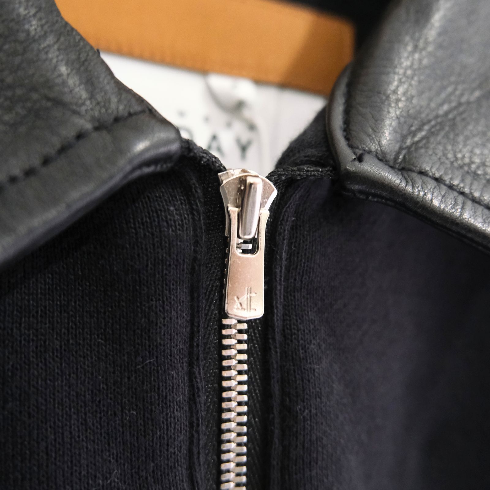 【残り1点】"BROTHERS" Leather x Original Supima Aging Cotton Sweat（BLACK）