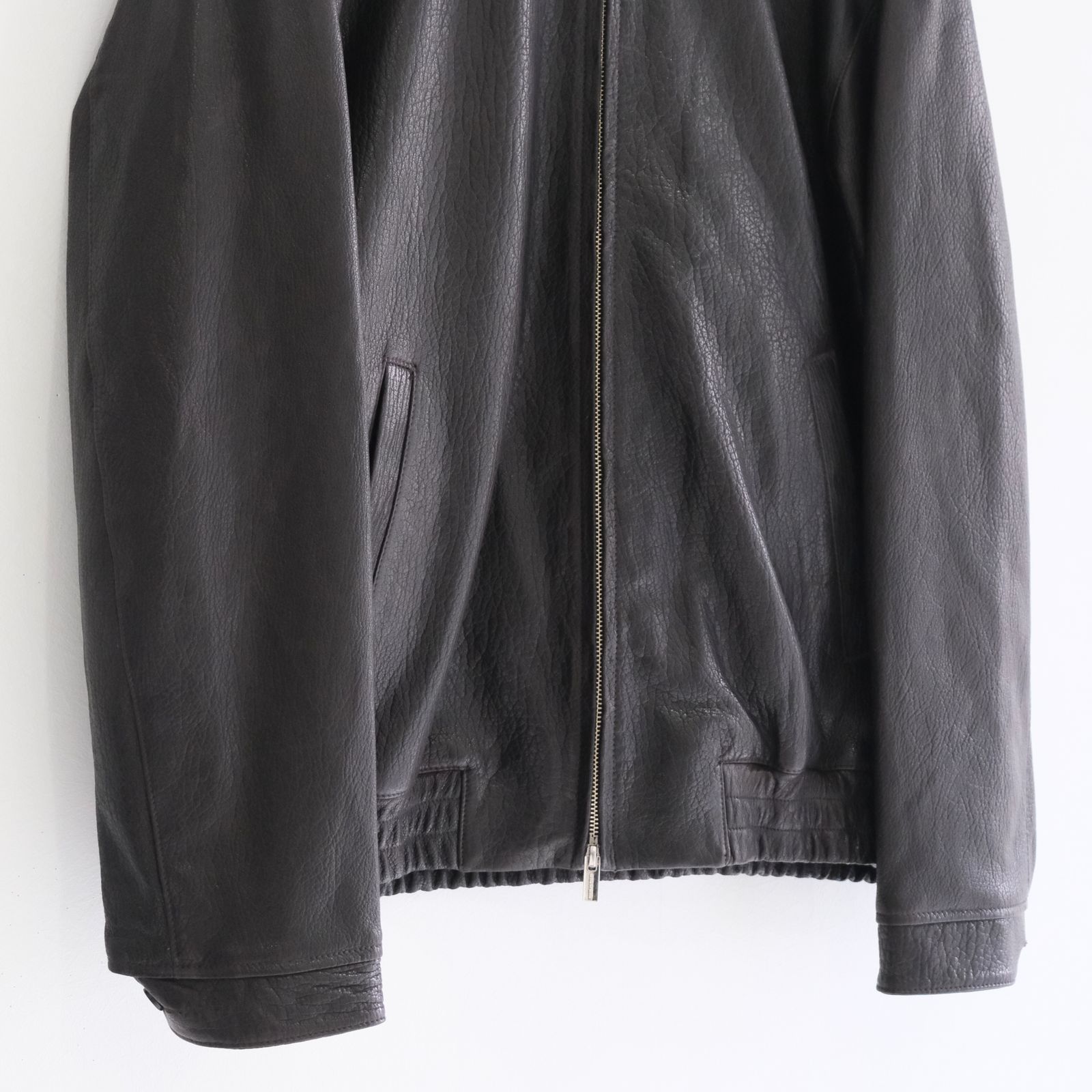 LEATHER ZIP UP BLOUSON ‐Sheep Shrink leathe‐ / ジャケット / レザージャケット / Sheep leather / 羊革 / Black