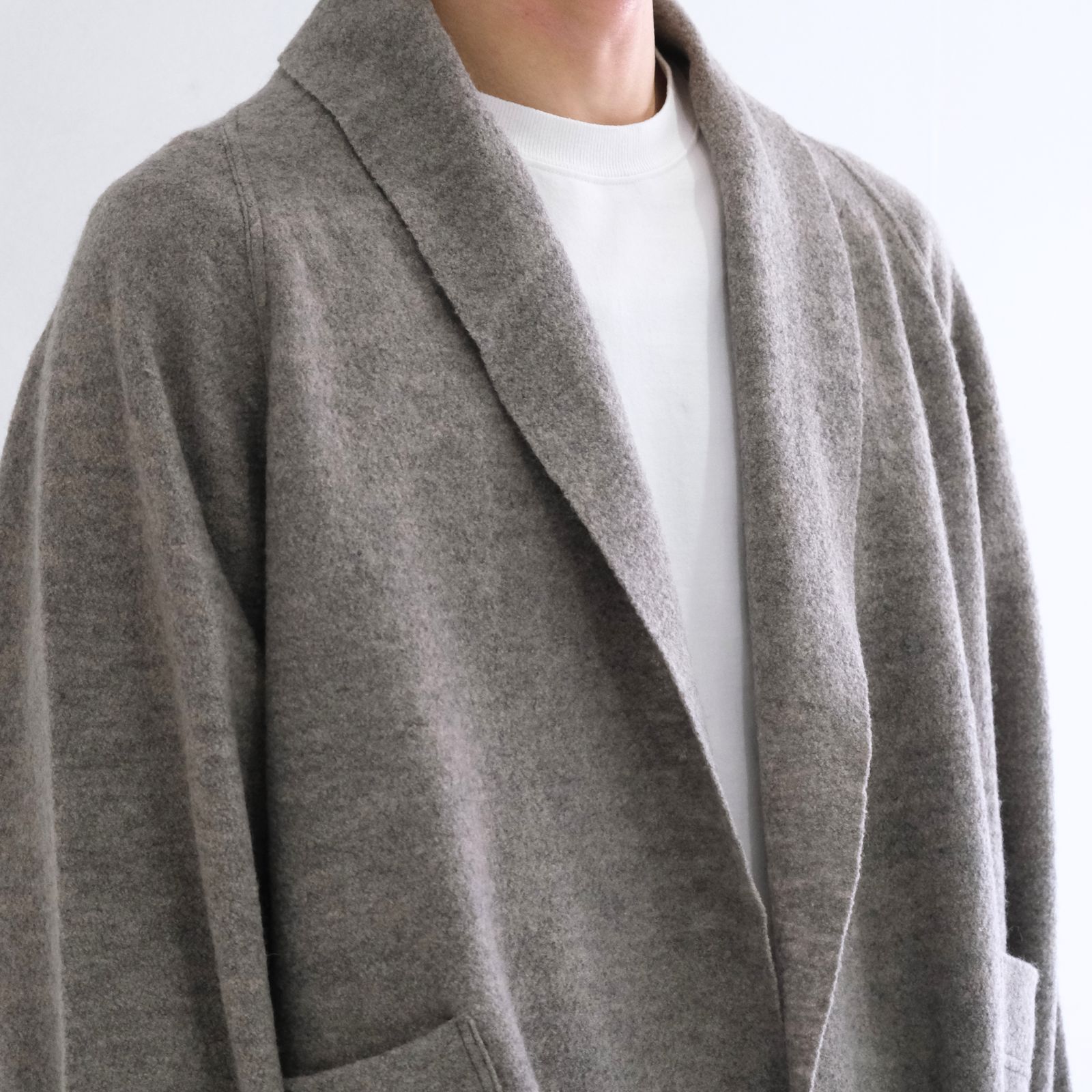 【残り1点】CARDIGAN JACKET  ‐Hard Twist Crepe Knit‐（Greige）