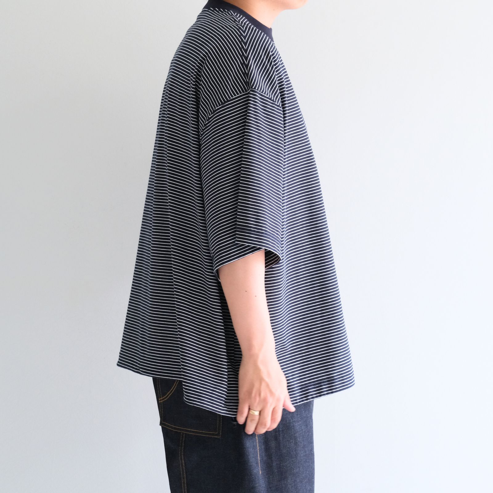 BALLOON BORDER SHORT SLEEVE T-SHIRT / Tシャツ / バルーン / ボーダー / NAVY × WHITE