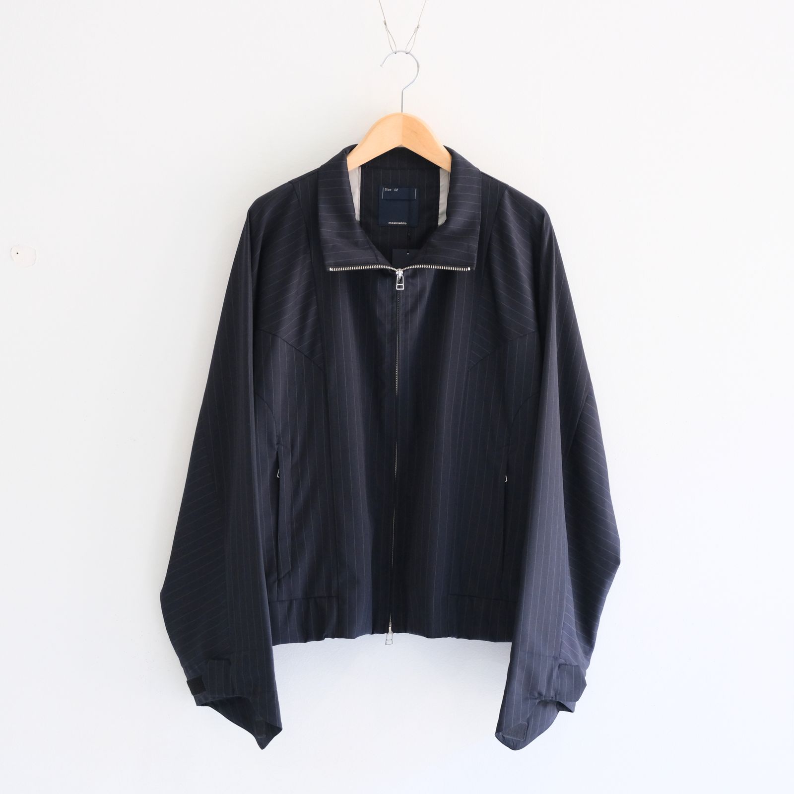 Merino Wool Stand Collar Blouson / メリノウール スタンドカラー ブルゾン（NAVY STRIPE）