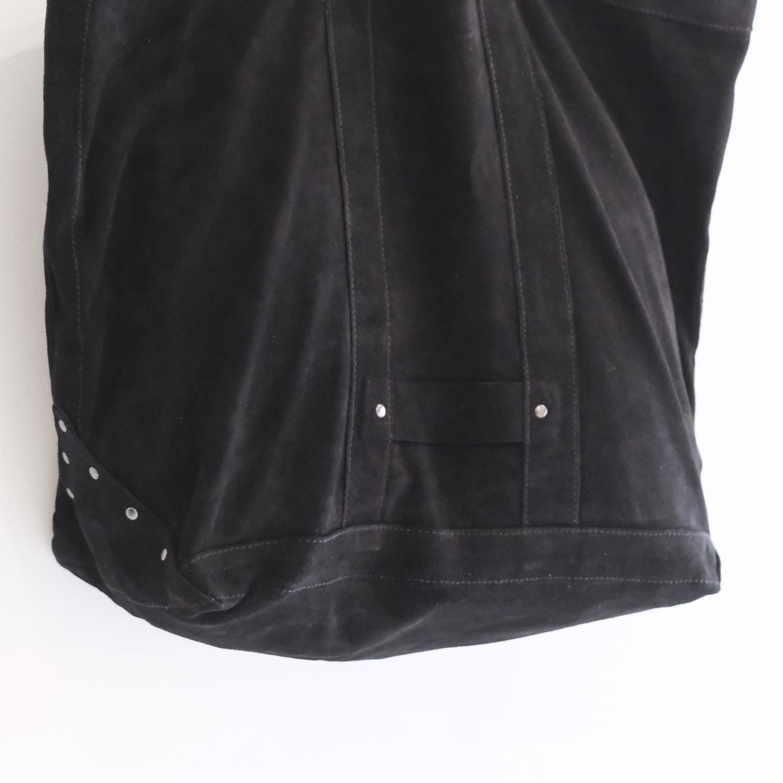 LEATHER TOTE BAG  - Cow split leather -（Black）