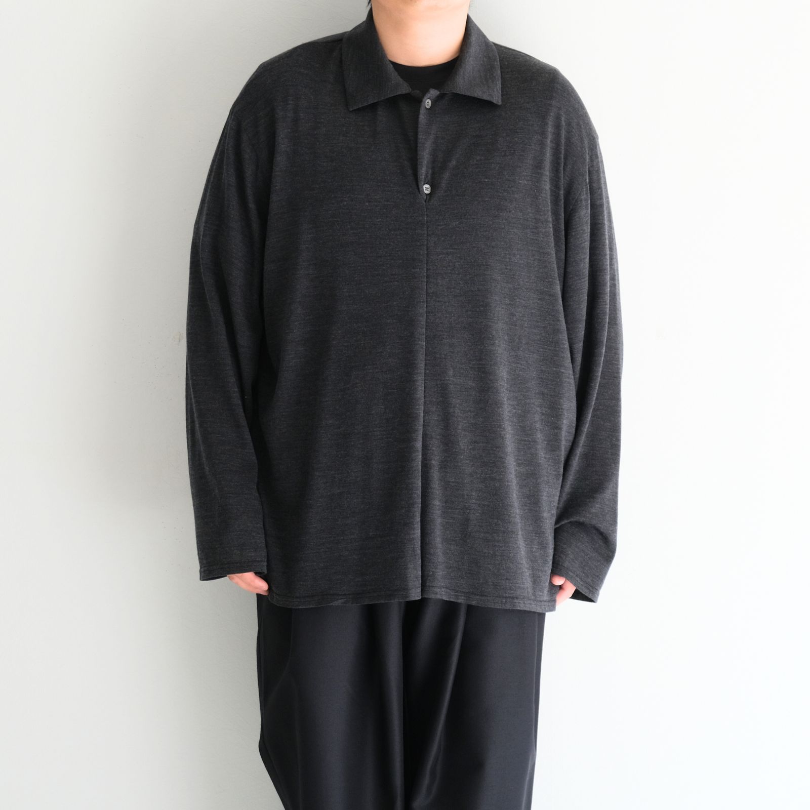 Wool Jersey Twisted polo Shirts / ポロシャツ / Gray