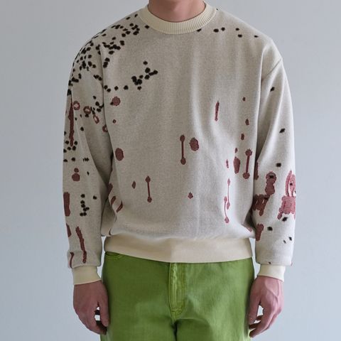 DRIP JACQUARD COTTON CREWNECK SWEATER / セーター / ジャガード織り / ECRU