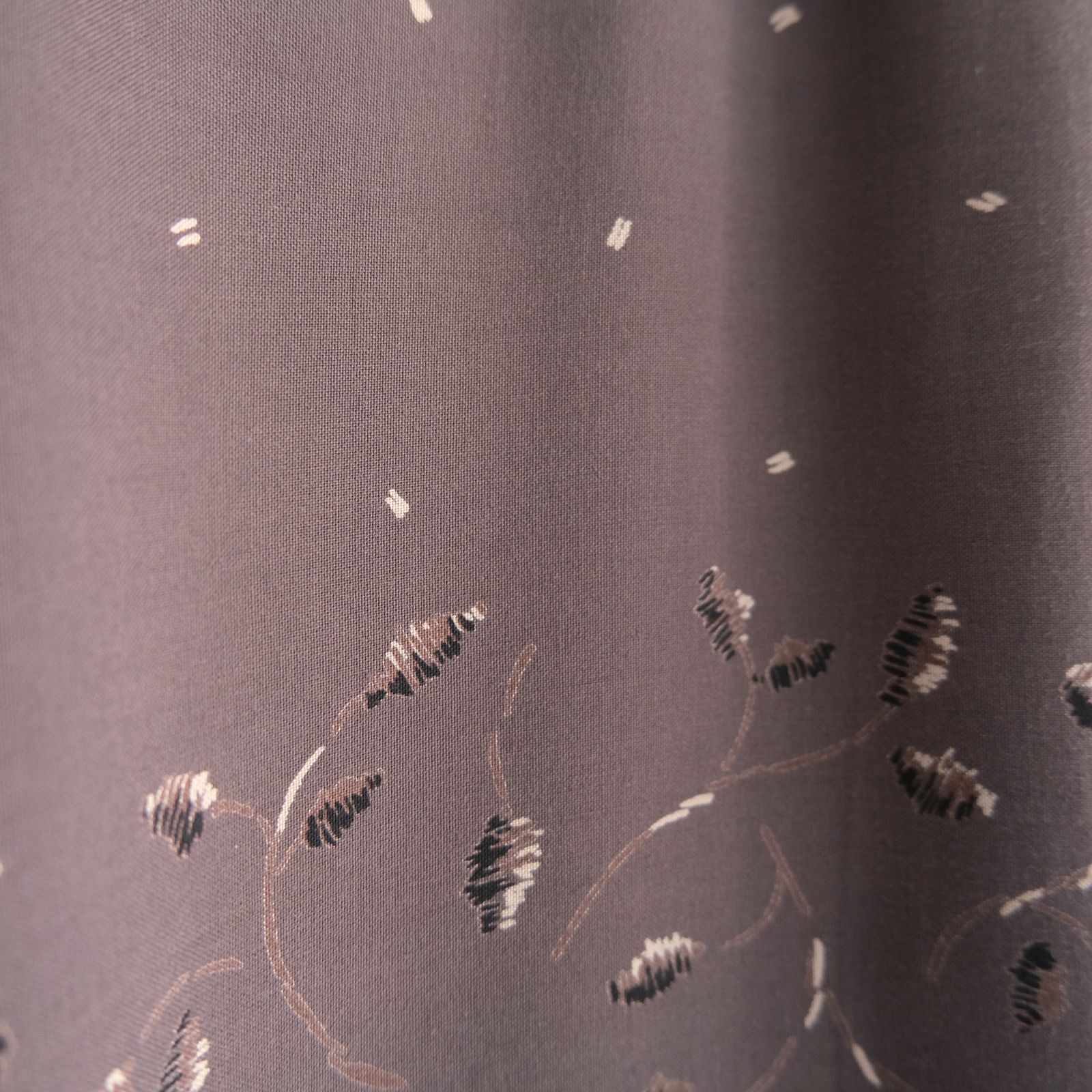 OPEN COLLAR SHIRTS  - Botanical print -（Dark Brown）