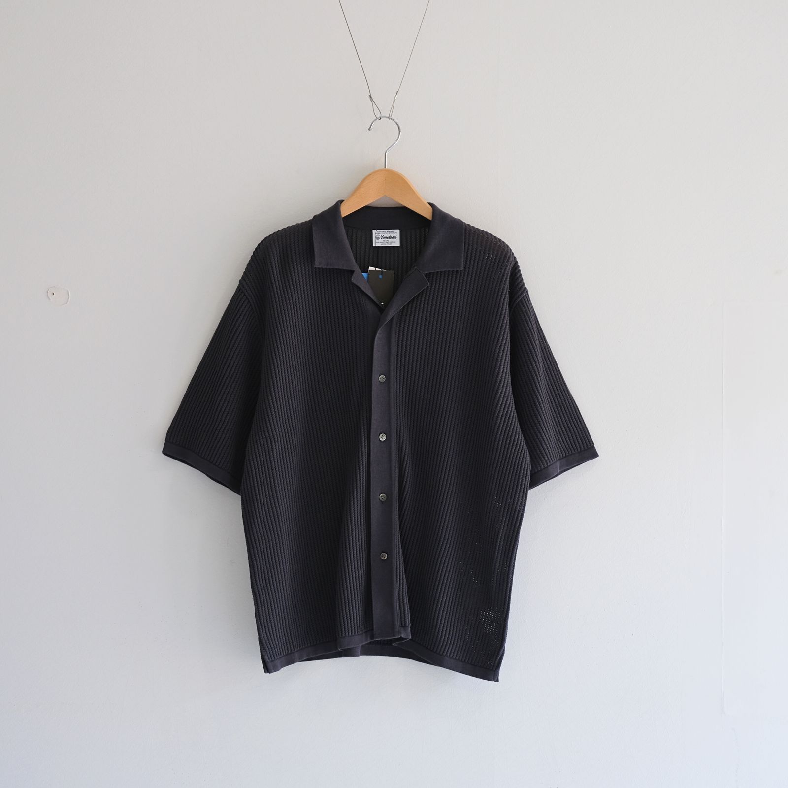 COTTON SUKASHI KNIT S/T / ニットシャツ / GRAY