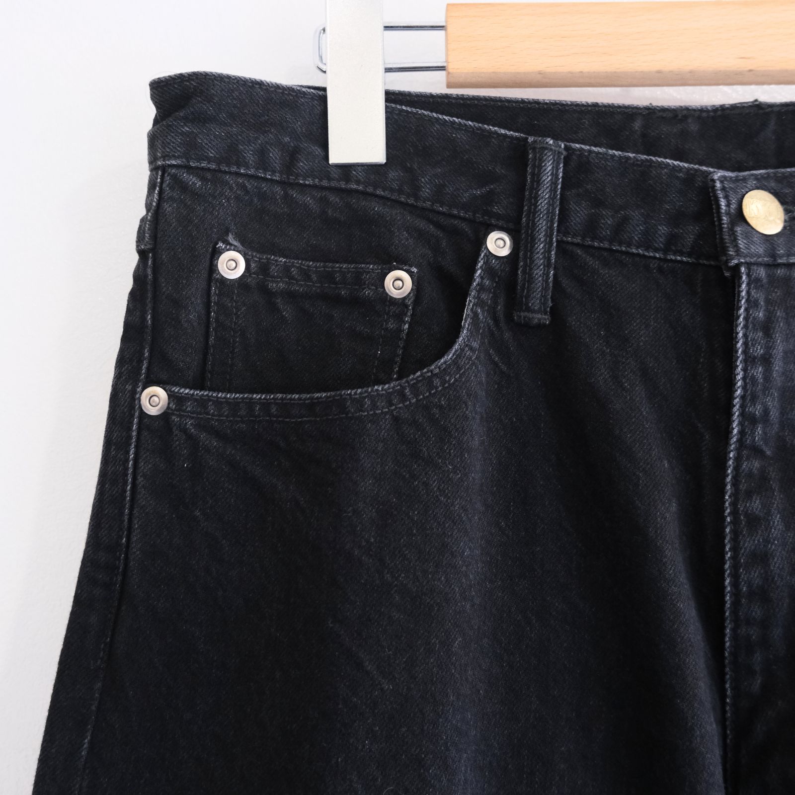 "JUDE II" LEATHER New Standard Straight by 12oz Denim（BLACK）