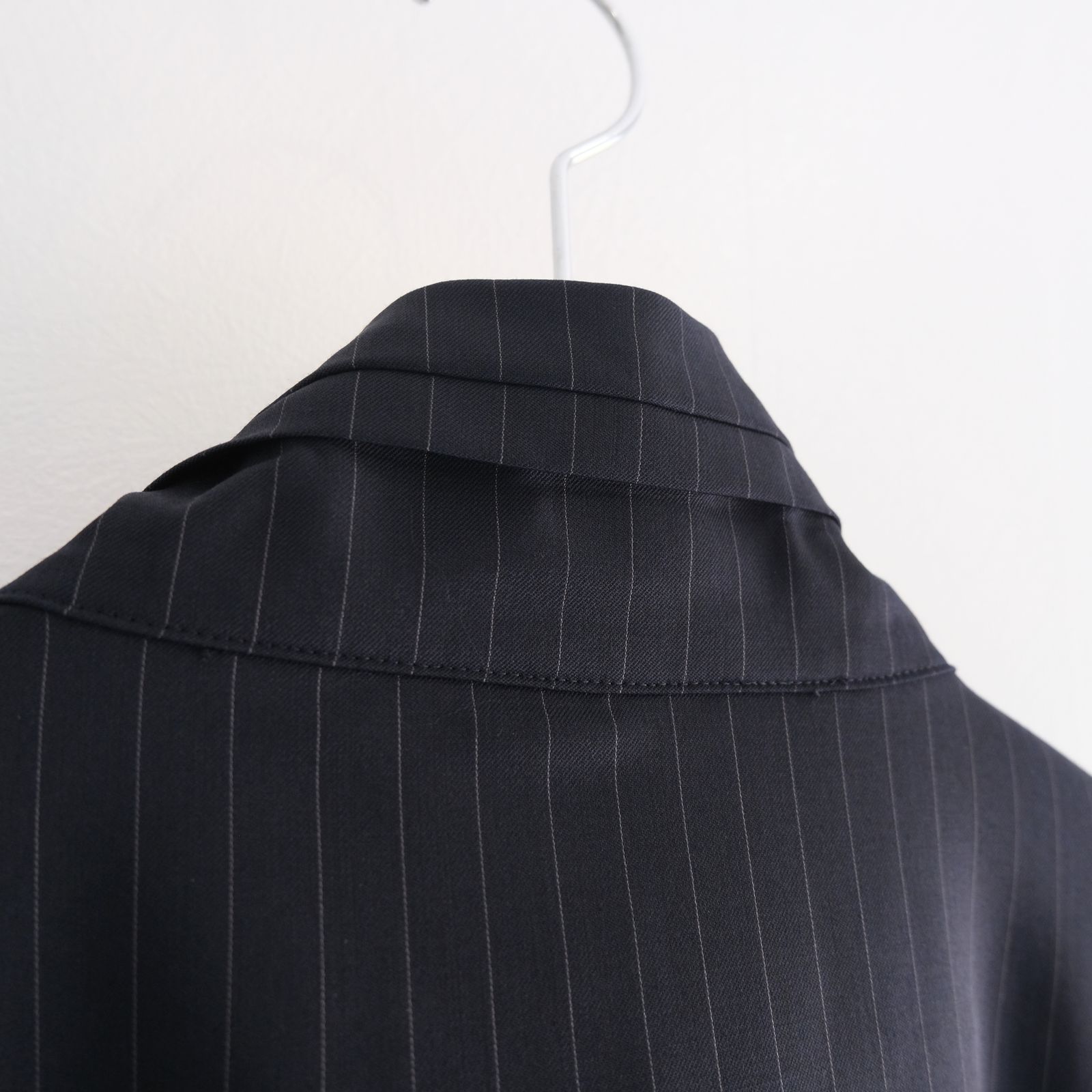 Merino Wool Stand Collar Blouson / メリノウール スタンドカラー ブルゾン（NAVY STRIPE）