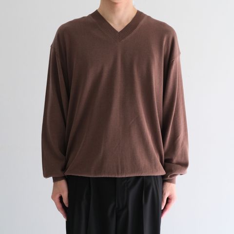 Current Silk V-neck Knit / カレント シルクVネックニット（Mild Brown）